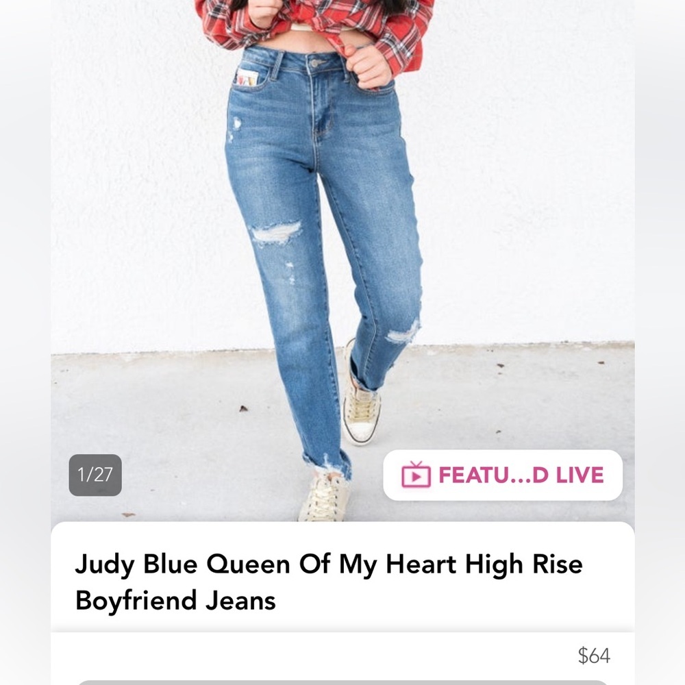 NWT Judy Blue queen of my heart boyfriend Jeans size 9/29